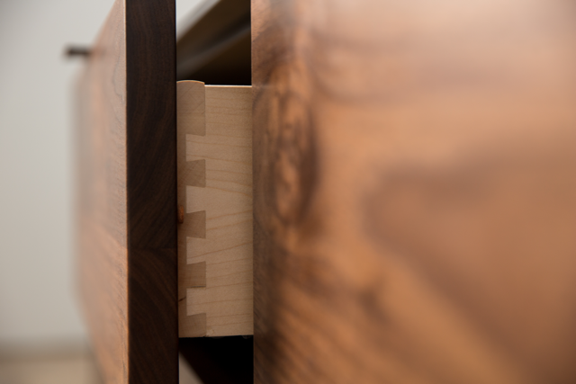 Close up view of handcrafted drawer