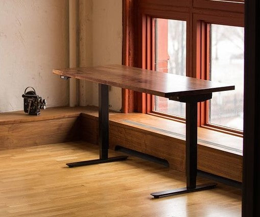 Standing desk with wooden top